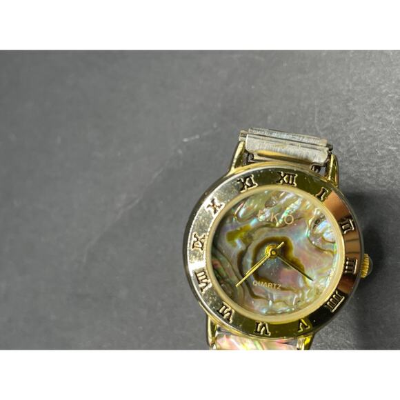 Vtg E.K.O Abalone Shell Inlay Watch Womens 0.78\